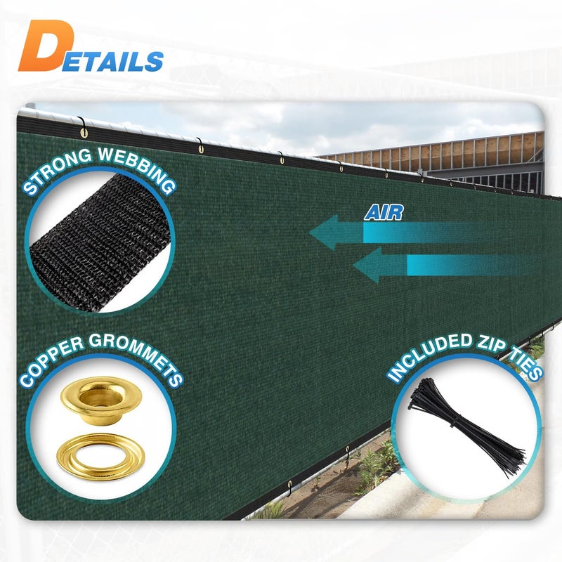 TANG 4' x 20' Privacy Fence Screen Green Shade Cloth with Grommets, Chain Link Fence Panels Outdoor Mesh Fabric Fencing, Balcony Windscreen Cover,Temporary Garden Fencing for Yard Deck Pool - Image 3